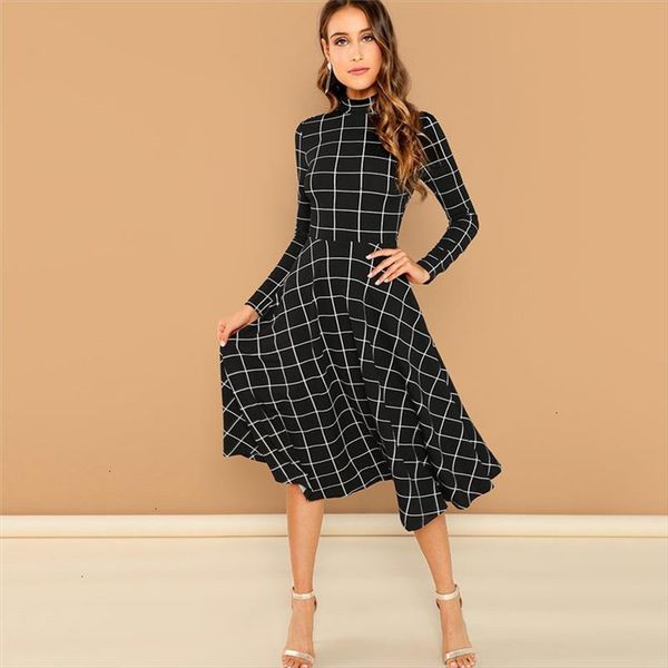 

fashion new women polka dot print dress casual loose long sleeves v neck mini dress large size party vestido designer clothes, Black;gray