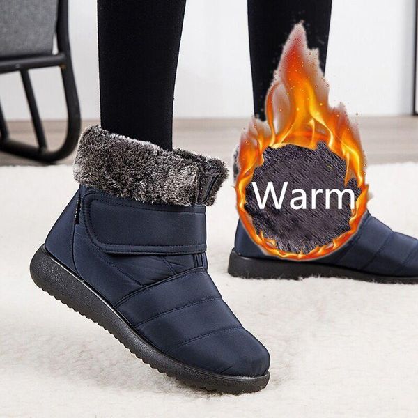 

eoeodoit snow boots women non-slip plus size 41 42 43 female winter fur warm ankle boots waterproof booties botas mujer, Black