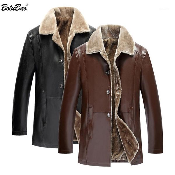 

bolubao new brand pu leather jacket men lapel solid color jackets coats men's leather jackets men's clothing1, Black