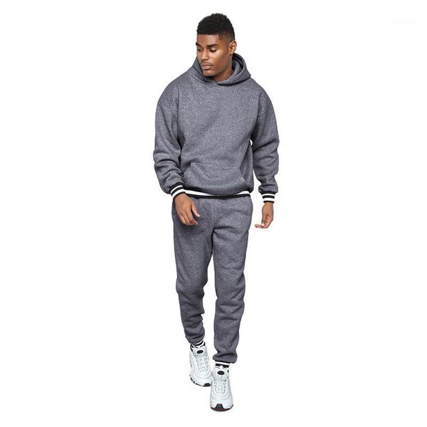 

men sets 2020 tracksuit men hooded sweatshirt+sweatpants pullover hoodies fashion men's sports suit men's clothing1, Gray