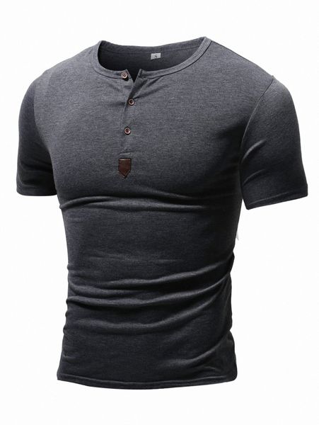 

men patched quarter button tee i2ko#, White;black