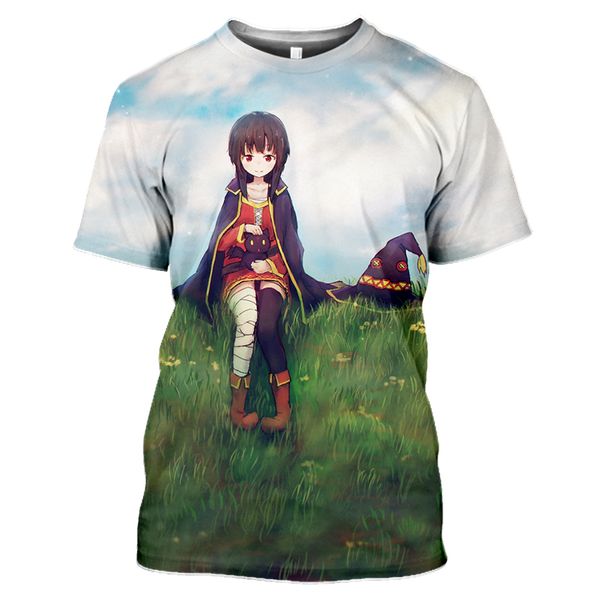 

megumin konosuba halloween crewneck summer anime hipster oversized men h47 3d print shirts aesthetic comics plus size men clothing