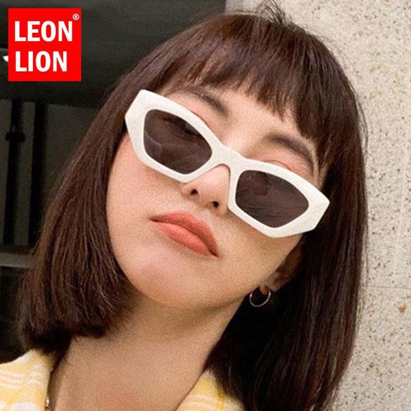 

leonlion cateye sunglasses women 2021 sun glasses for women retro brand designer sunglasses irregular gafas de sol mujer, White;black