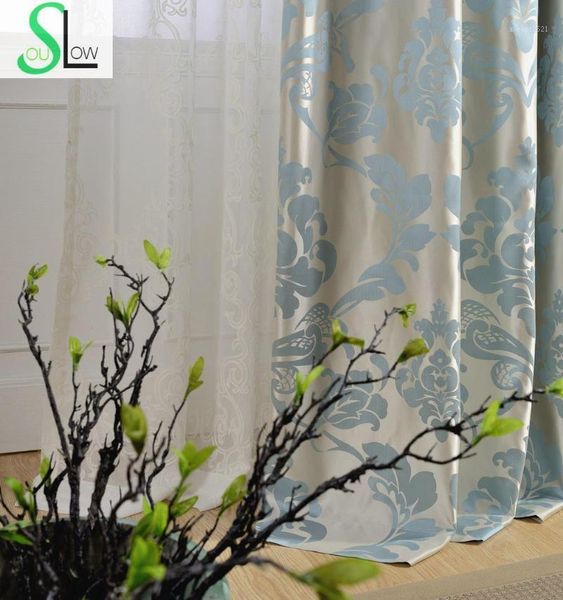 

blue danube high precision jacquard curtain floral curtains cortinas for living room and tulle modern window bedroom cortina1