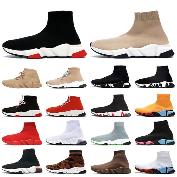 

2021 new sock shoes mens womens luxurys designers casual shoes tripler loasfer vintage sock trainers womens boots ace sneakers, Black