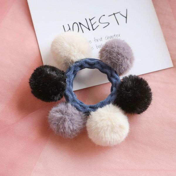 

fashion girl hair band hairball hair ring female rubber band stretch hair band korean version of the headwear accessories h wmtzux, Black;brown