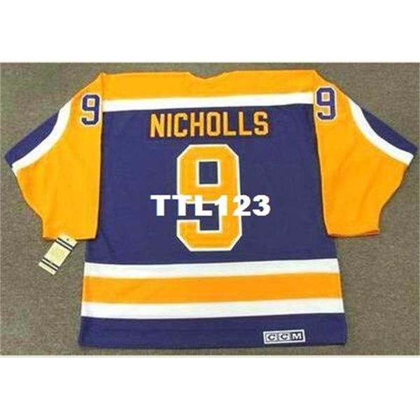

men #9 bernie nicholls los angeles kings 1984.1985.1989 ccm vintage away hockey jersey or custom any name or number retro jersey, Black