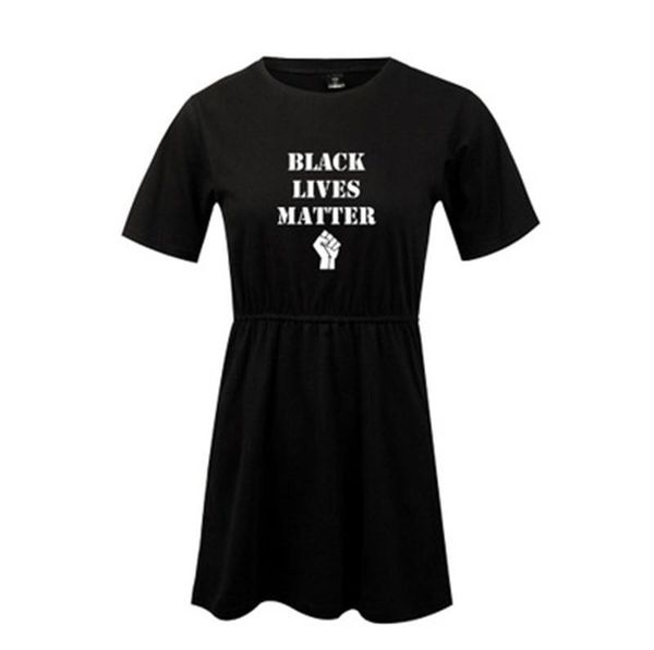 

черный lives matter женщины платье тенденции моды с коротким рукавом круглый шеи типографские holidays костюмам лето новый женский casual сы, Black;gray