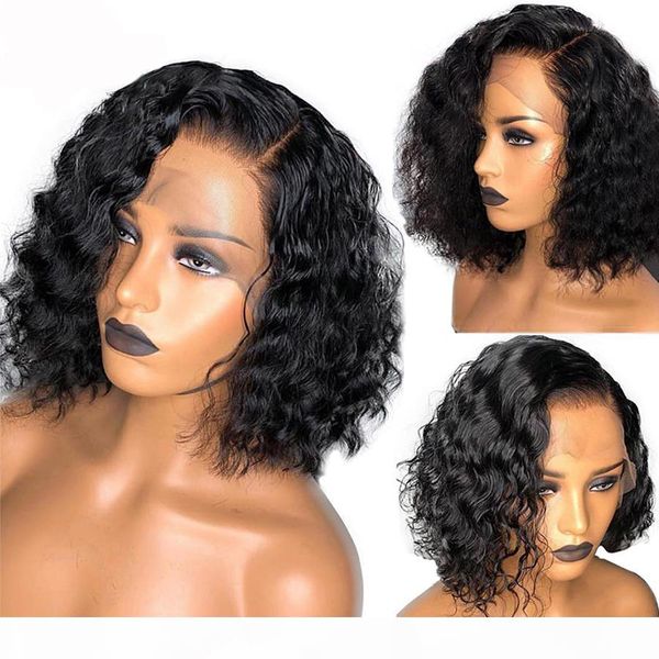 

bythair curly glueless lace front human hair wigs with baby hair brazilian virgin hair full lace wigs for african americans, Black;brown