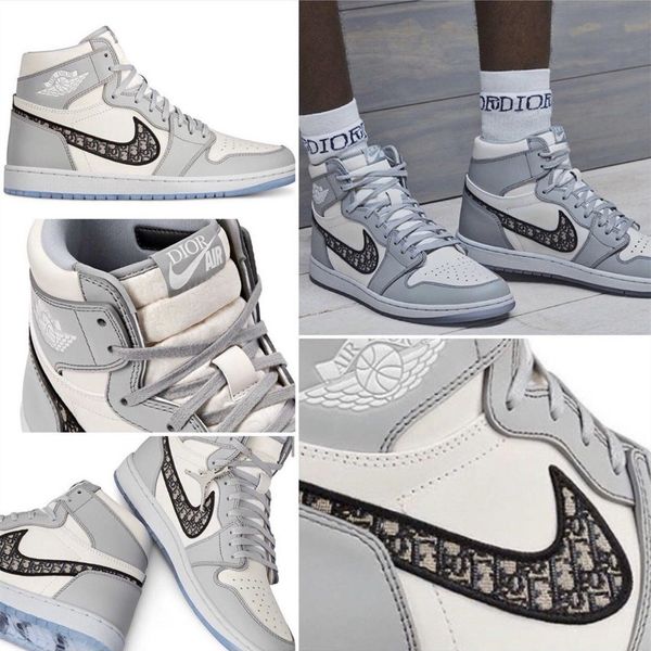 

just do Ã°Ã¬or x air jÃ³rdÃ¡n 1 jumpman white grey basketball shoes limited luxury men women classic aj 1 b23 oblique sneakers shoes