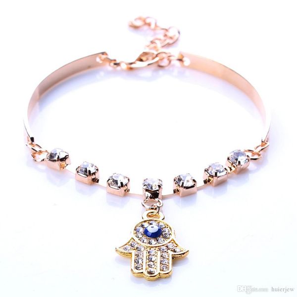 

charm bracelets bangles for women palm bracelet style gold rhinestone evil eye hamsa hand jewelry bangle bracelet, Golden;silver