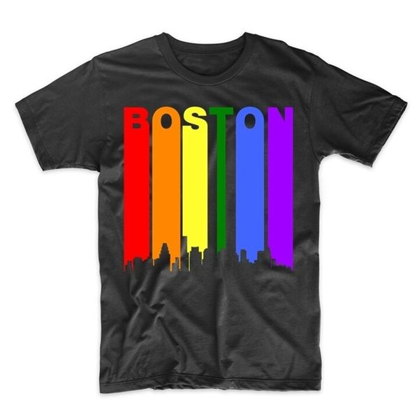 

boston massachusetts downtown rainbow skyline lgbt gay pride t - shirt latest new style tee shirt sport hooded sweatshirt hoodie
