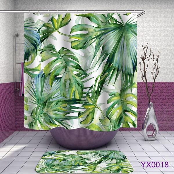 

shower curtains tropical 3d green curtain bath fabric bathroom waterproof or mat