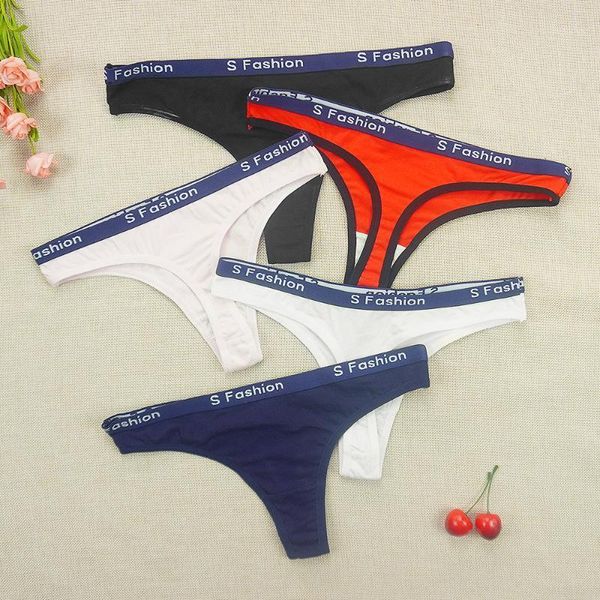 

3pcs/lots thongs women panties underpants cotton intimate tangas low-waist fashion strings sports inscription t panty1, Black;pink