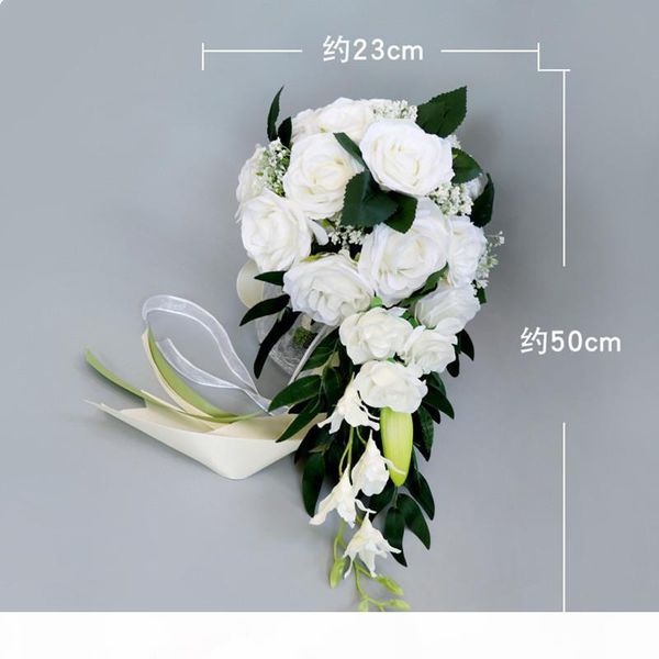 

european-style bride holding flowers wedding bouquet wedding decoration 2020 artificial flowe r drops rose ing