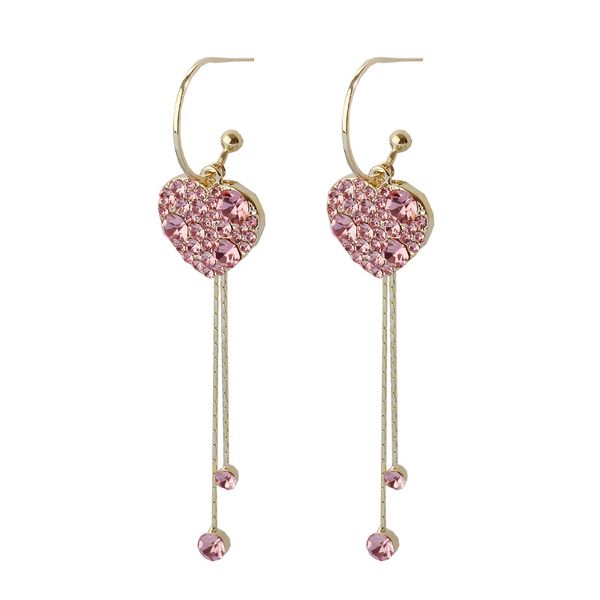 

2020 heart-shaped earrings women's simple temperament tassel earrings stud earrings new style, Silver