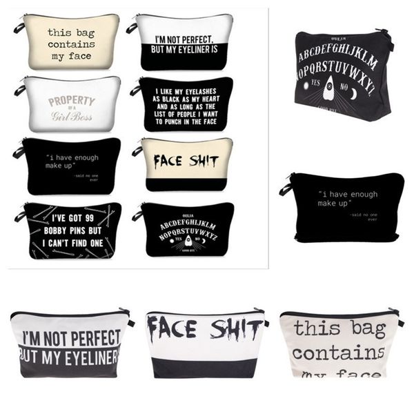 

this bag letters printed makeup bags travel large capacity washing bag portable business trip multi-functional cosmetic bag totes gg12601, Black