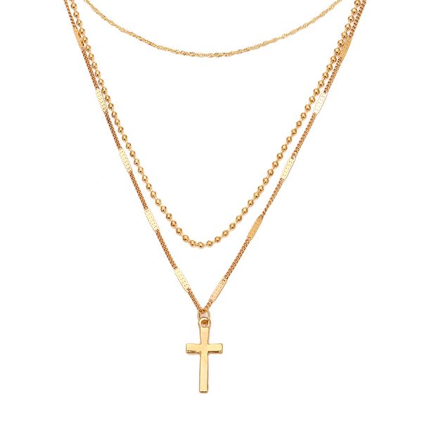

chokers 1pc lady double layer cross pendant necklace elegant sweet fashion jewelry women necklaces, Golden;silver
