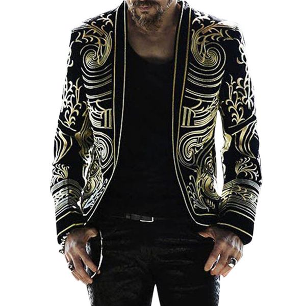 

fashion men's jacket slim fit trend coat male autumn winter casual print single breasted jackets long sleeves outwear 2021, Black;brown