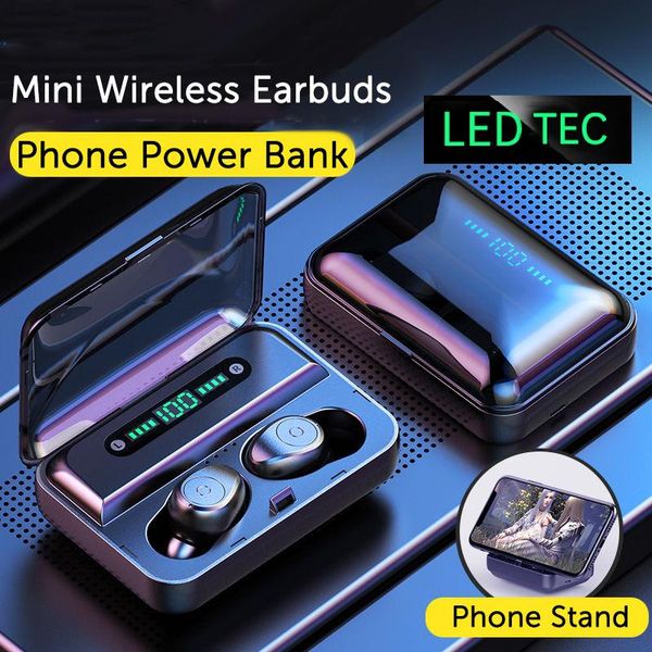 

headphones & earphones wireless bluetooth 5.0 earphone 8d stereo earbuds tws headphone sport power bank waterproof with led display