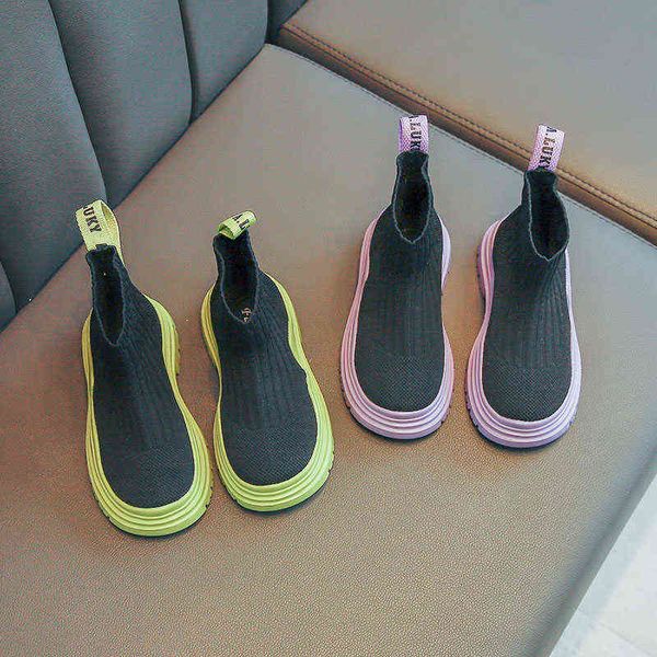 

autumn kids shoes girls snow boots fashion knitted breathable boys short boots non-slip children girls casual shoes sz422 g0114, Black