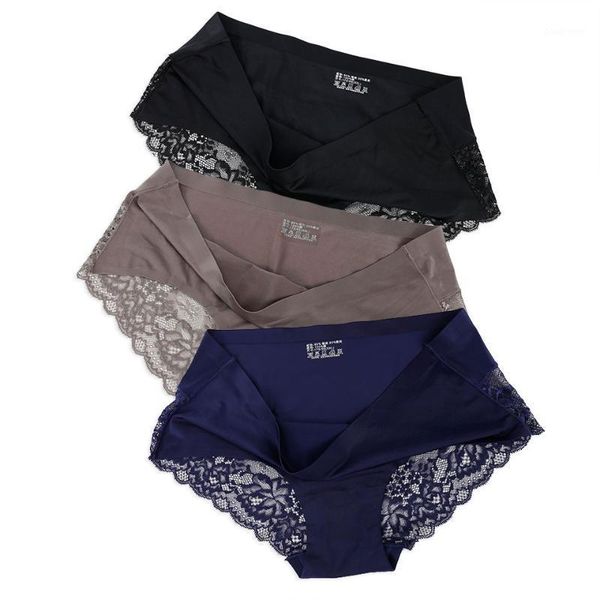 

women lace briefs seamless panties panties female underwear low-rise women plus size cotton lingerie intimates 3pcs/lot new1, Black;pink