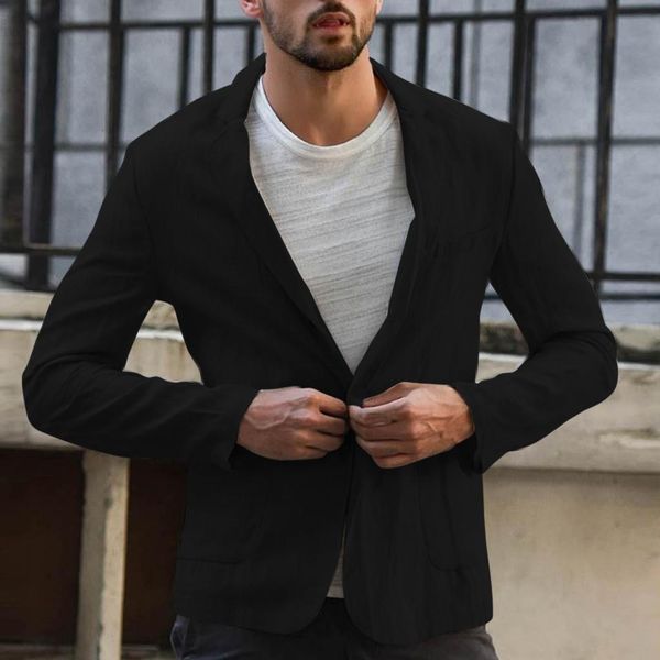

kancoold korean style mens blazer slim fit cotton suit jacket solid male blazers men's coat work wedding wear blazer jacket 86, Black;brown