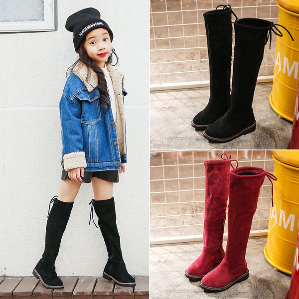 

2020 winter girls rubber fur socks kids for long tube little girl snow boots children' toddler shoes, Black;grey