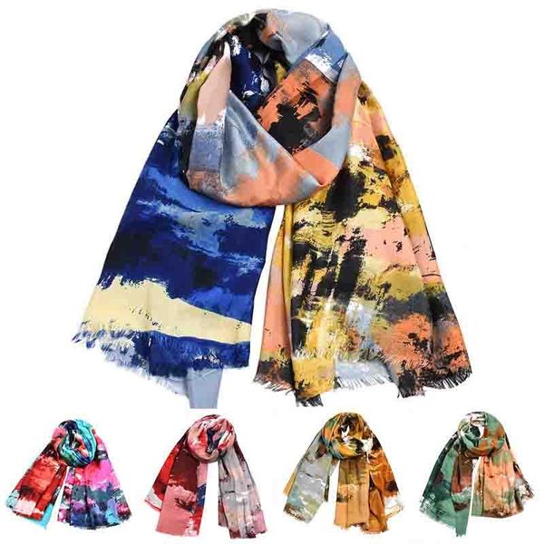 

scarves 180cm*90cm style winter scarf cotton and linen tie dyed color long women's shawl fashion men, Blue;gray