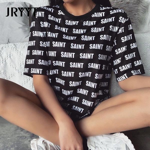 

jryyt funny printed long tshirts women 2021 summer letter loose cotton t-shirts women high street oversized female harajuku1, White
