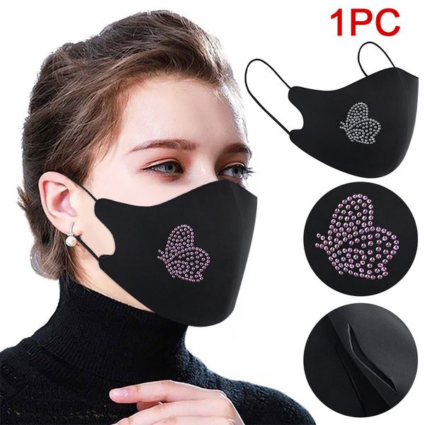 

#40 reusable mouth with design fashion butterfly diamond inlaid summer ice skating double mask mondmaskers wasbaar