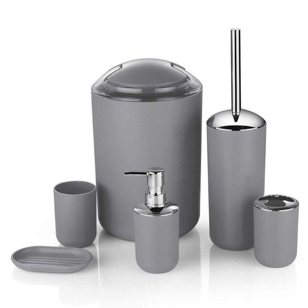 

bath accessory set 6-piece bathroom with a variety of color options. plastic drop