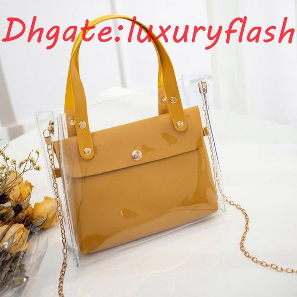 

2021hot sele candy color handbag women crossbody Shoulder Bag Clear Transparent bags Lady Shoulders Jelly Package chain Messenger Bag Female