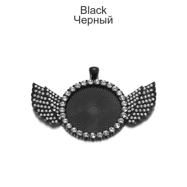 

2pcs/lot 30mm diamond-bordered round cabochon wings pendant crystal base for jewelry making diy tray bezel supplies accessories wmtuez