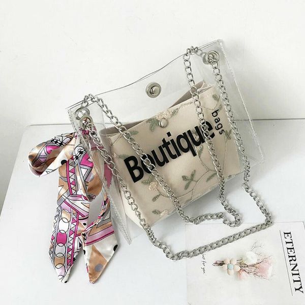 

summer beach bag female pvc transparent shoulder bag mini fashion chain handbag