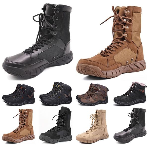 

fashion mens outdoor sports high-hiking shoes black leather suede gray brown velvet wearable desert boots trainers size 40-46