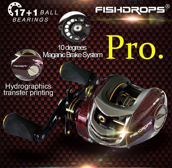 

fishdrops baitcasting reels casting reel fishing left hand or right hand magnetic brake system 17+1bb fishing coil pesca1