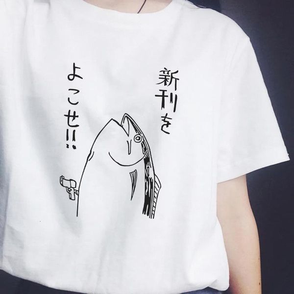 

female t shirt japanese fish harajuku t shirt funny white t shirt kawaii short sleeved female streetwear