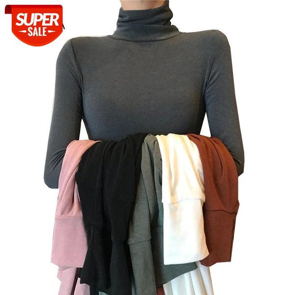 

basic office women t-shirts turtleneck long sleeve female t shirt casual spring autumn woman tshirt solid slim lady t-shirt #rj8h, White