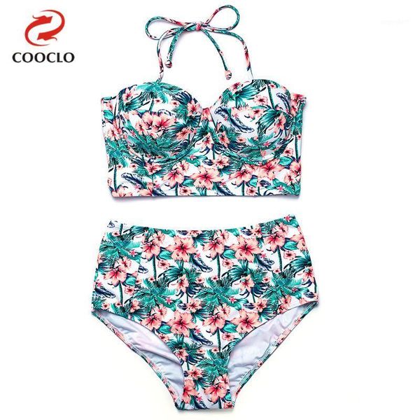 

2020 bikini women's high-waist slim-fit printed swimsuit1, White;black