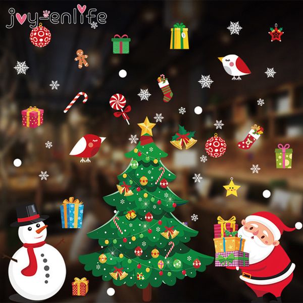 

newmerry stickers window glass festival wall 2020 decals santa murals new year christmas decorations for home decor