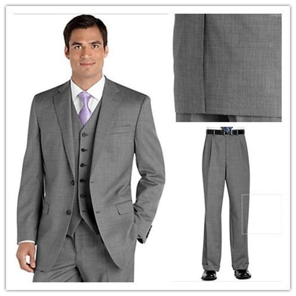 

custom made groom tuxedo groomsmen light gray wedding dinner evening mens suits bridegroom men suit (jacket+pants+vest)1, White;black