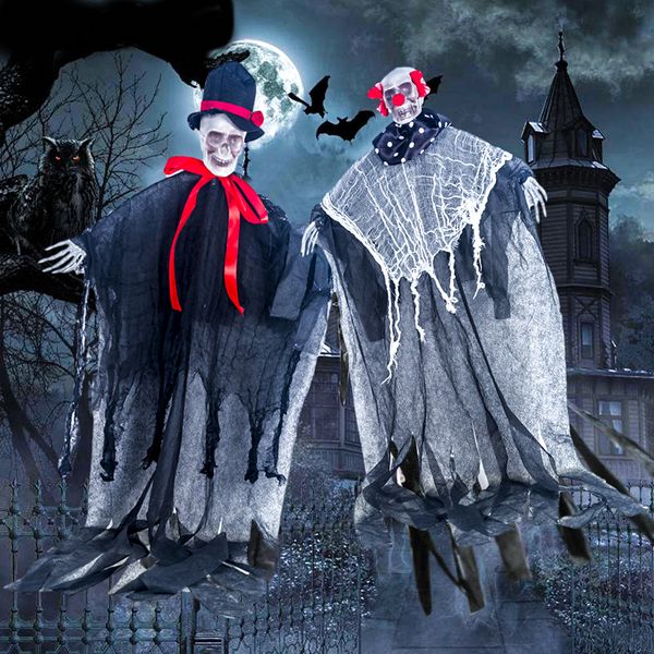 

fengrise cloth simulation skull pendant halloween decoration for home diy hanging ghost horror party supplies