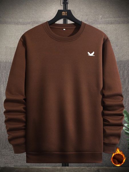 

men eagle print thermal lined sweatshirt i7ht#, Black