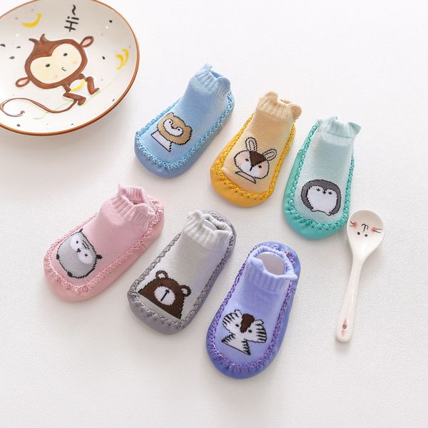 

baby socks with rubber soles autumn winter infant toddler floor socks cotton walking socks anti slip warm indoor sock shoes y201009, Pink;yellow
