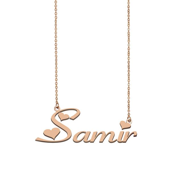 

samir name necklace custom nameplate pendant for women girls birthday gift kids friends jewelry 18k gold plated stainless steel, Silver