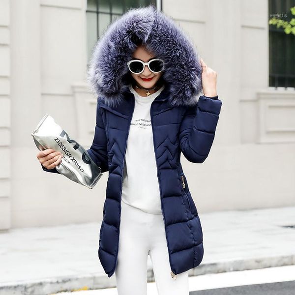 

womens winter jackets and coats 2018 parkas for women 4 colors wadded jackets warm outwear with a hood large faux fur collar1, Black