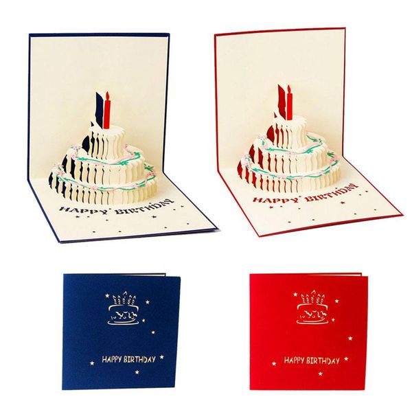 

3d up greeting card handmade happy birthday cake day thank you craft paper postcard for wedding