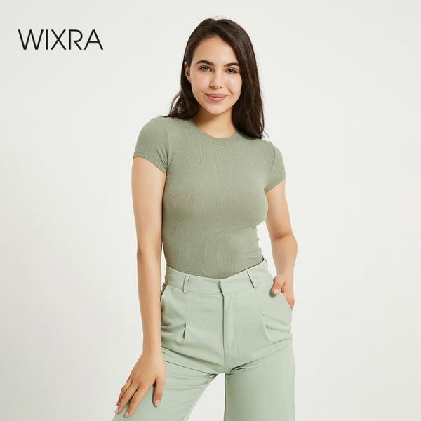

wixra women's new o neck solid t-shirt short sleeve classic basic slim tee for ladies summer, White