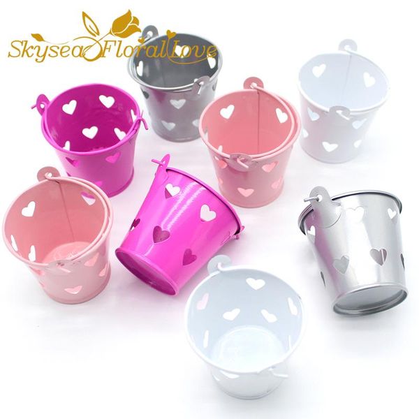 

wedding candy box creative iron bucket laser cut love heart metal gift box party favor boxes